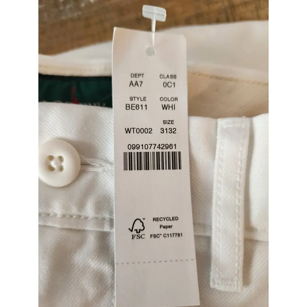 NWT J. Crew Men's Classic Chino Pant White 31/32